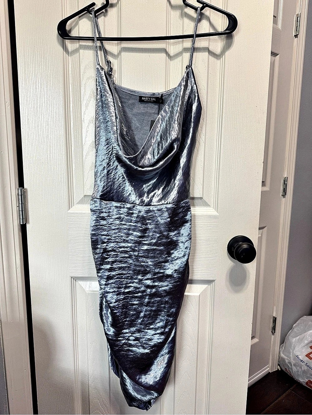 Nasty Gal Metallic Midi Dress in Silver Size 0 NWT